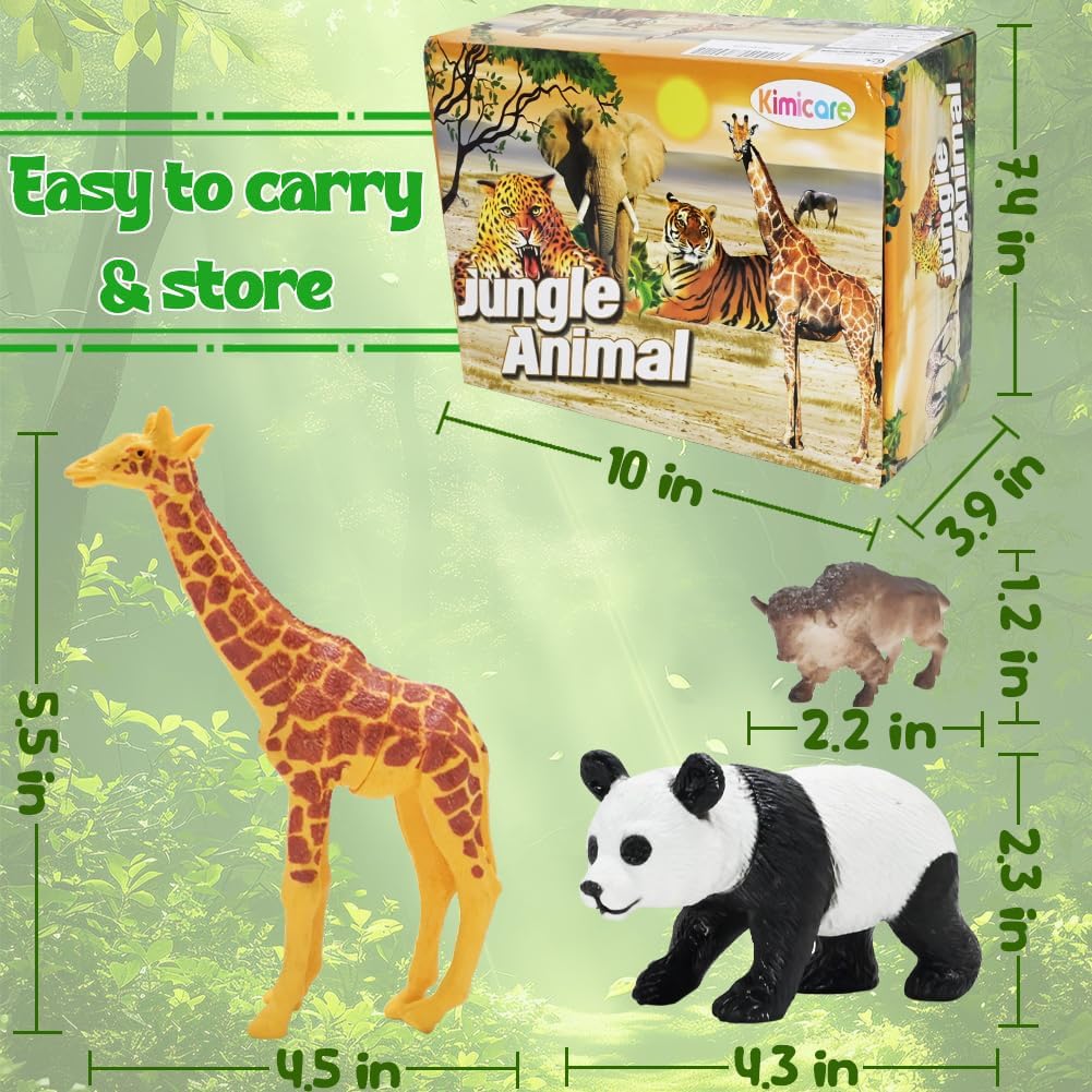 24Pcs Safari & Zoo Animals Figures, Realistic Plastic Animal Toys Set for Kids 1 2 3, Lion