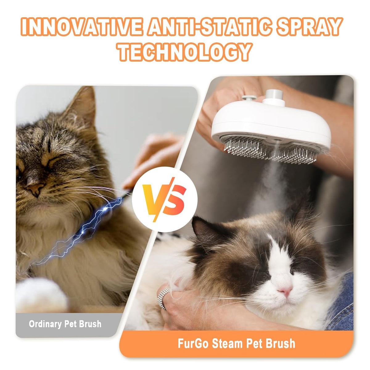 Cat Steam Brush-3 in 1 Pet Brush,Dog Shedding Tool Self Cleaning Pet Spray Depilation Comb with