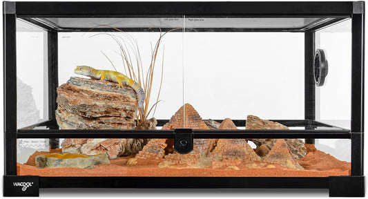 Reptile Tank 20 Gallon, 360°Full Vision Glass Reptile Terrarium 24" x 18" x 12", 24 in Wide Front