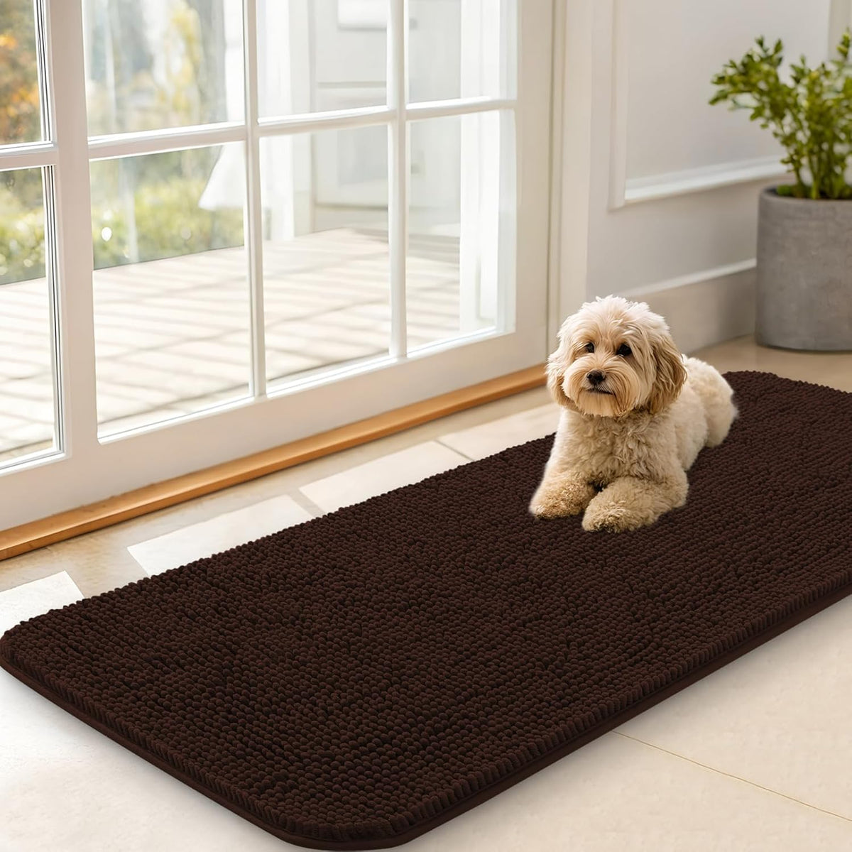 OLANLY Dog Door Mat for Muddy Paws 47x20, Absorbs Moisture and Dirt, Absorbent Non-Slip Washable