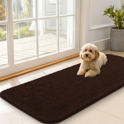 OLANLY Dog Door Mat for Muddy Paws 47x20, Absorbs Moisture and Dirt, Absorbent Non-Slip Washable