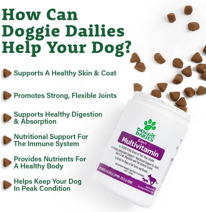 Doggie Dailies 5 in 1 Multivitamin for Dogs, Dog Multivitamin for Skin and Coat Health, Joint