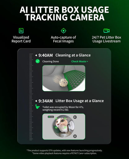 PETKIT 2025 Purobot Max Pro AI-Camera Self Cleaning Cat Litter Box, 210° Wide Angle Lens Night