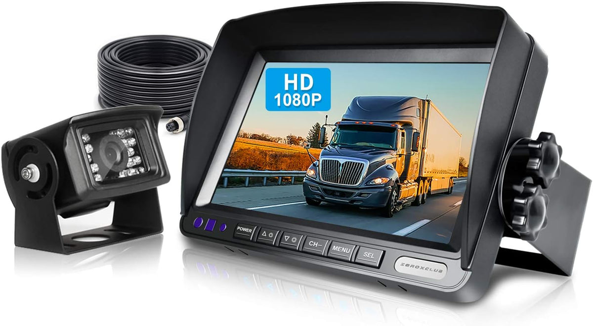 Rear View Camera Kit, Wired Backup Camera System 7 Inch Monitor IP69 Waterproof IR Night Vision