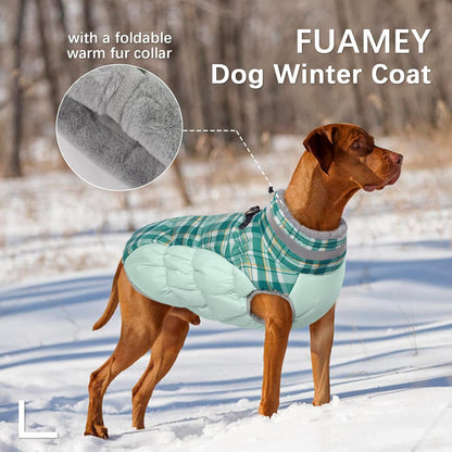 FUAMEY Dog Coat for Small Dogs,Waterproof Dog Winter Jacket with Harness Built in Puppy Cold
