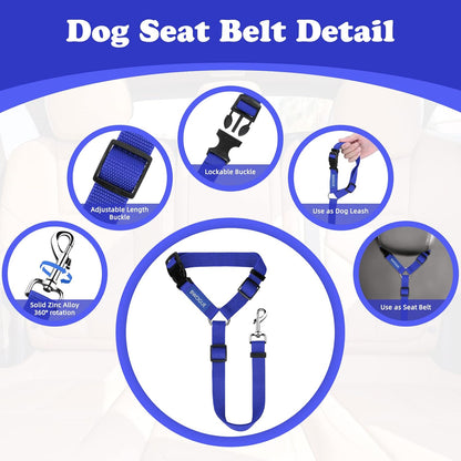 BWOGUE Pet Dog Cat Seat Belts, Car Headrest Restraint Adjustable Safety Leads Vehicle Seatbelt
