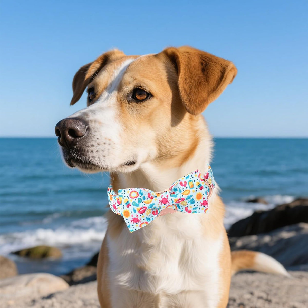 Unique style paws Cartoon Dog Collar with Bow Spring Summer Collar with Flower Lemon Crab for Small