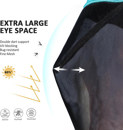 Harrison Howard Pro Luminous Horse Half Face Fly Mask Large Eye Space with Ears UV Protection for
