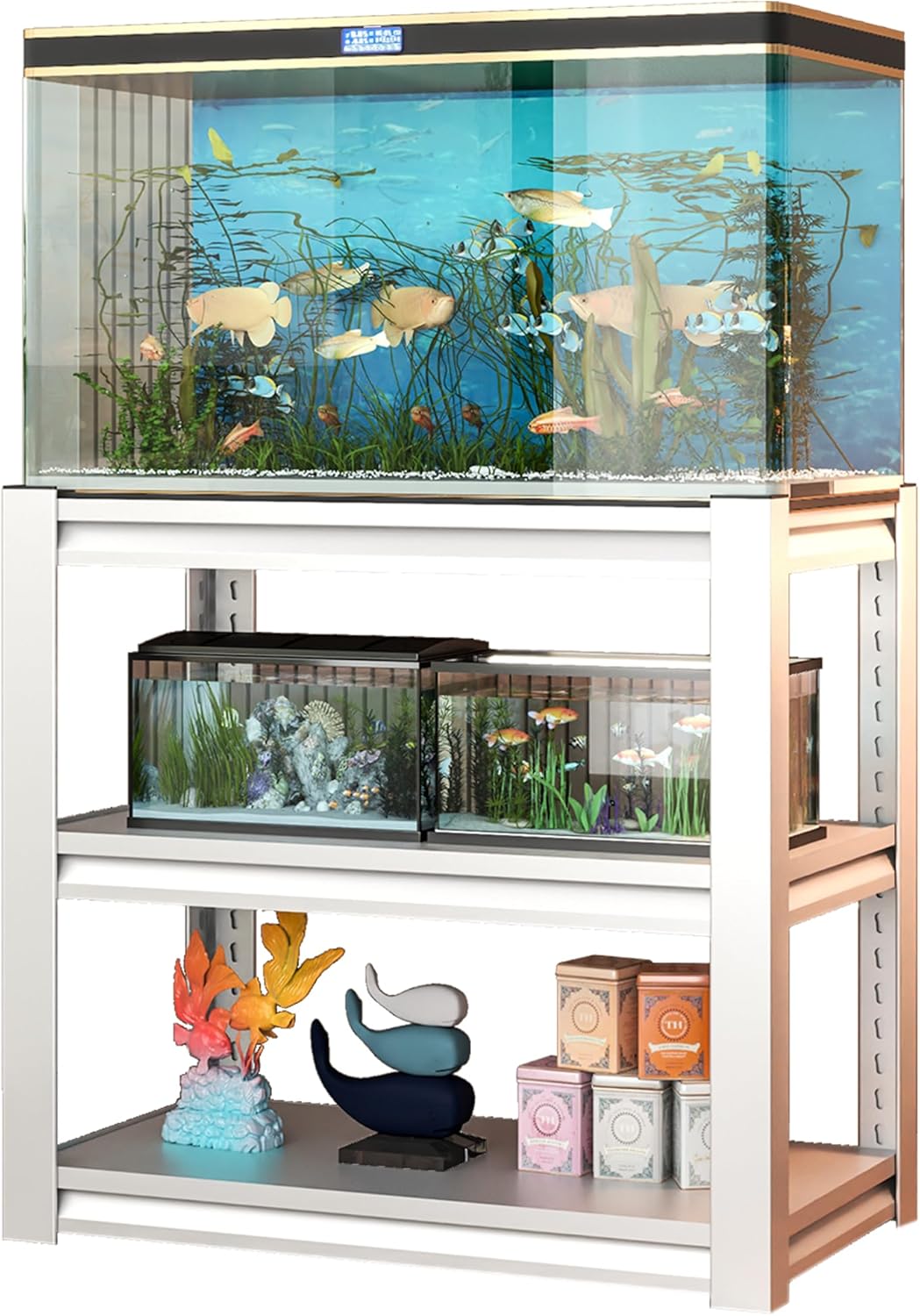 Metal Aquarium Stand with a Adjustable 3-Tier Fish Tank Rack,Tank Not Included,for Home