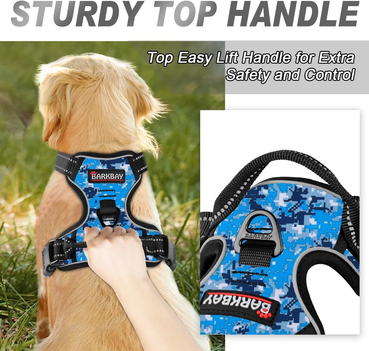 BARKBAY No Pull Dog Harness Front Clip Heavy Duty Reflective Easy Control Handle for Large Dog