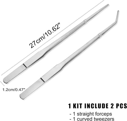 Longjet Kitchen Tweezers Metal Tongs for Cooking - Reptile Feeding Tongs for Gecko, Bearded Dragon