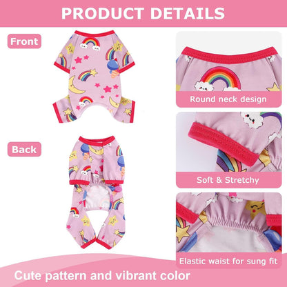 PinkBow Dog Pajamas Pjs Spring Summer Dog Clothes for Small Dogs Girl - Soft Stretchy Puppy Clothes