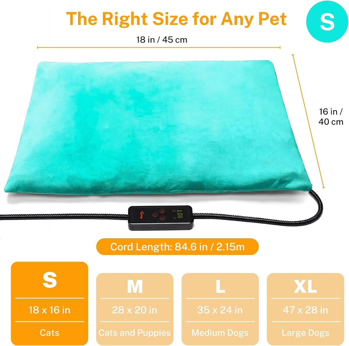 Toozey Pet Heating Pad, 6 Adjustable Temperature Dog Cat Heating Pad with Timer, Waterproof Heated