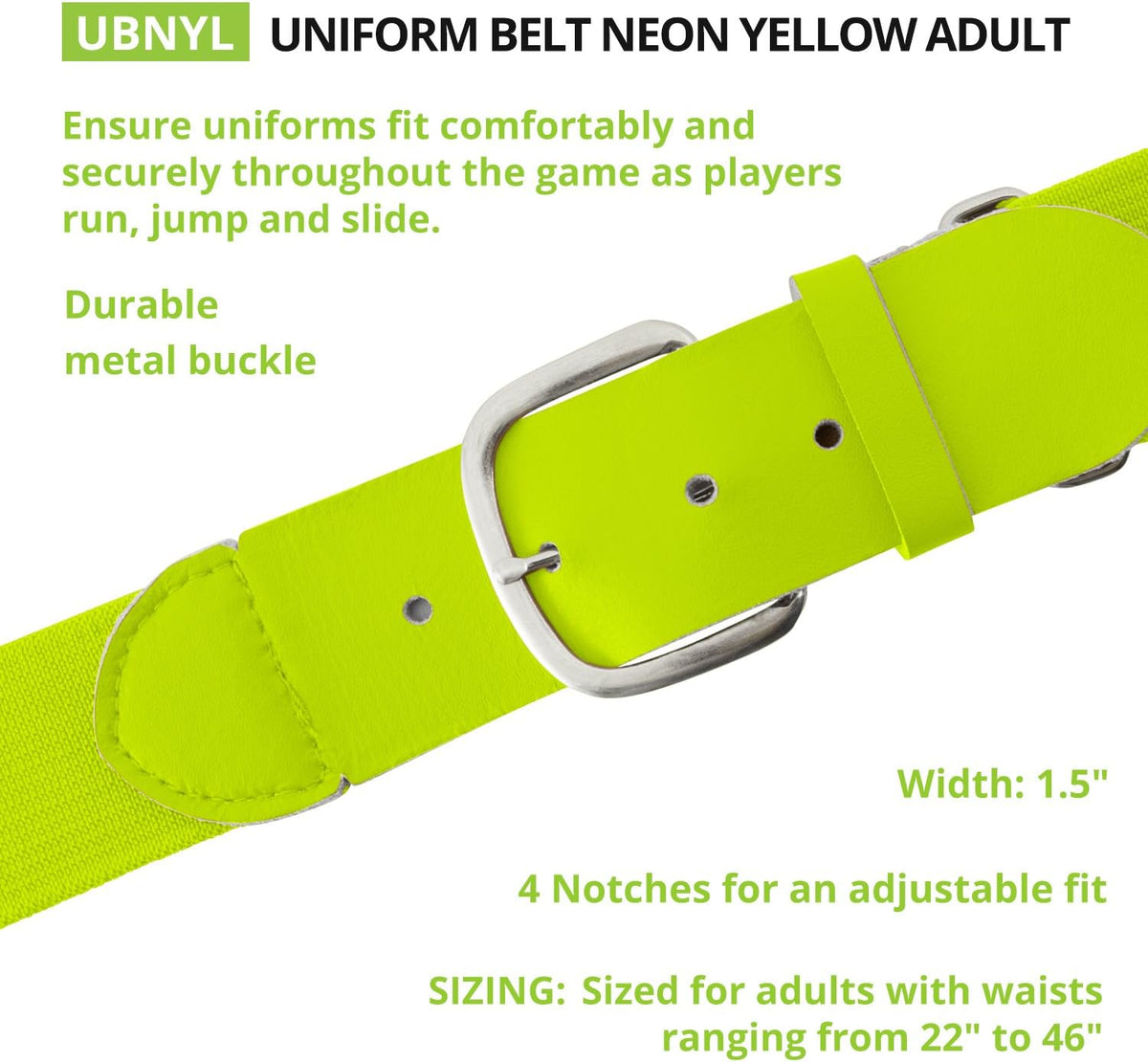 Champion Sports Baseball/Softball Uniform Belt, Comfort Stretch Fit Durable Syntex Tab - Youth &