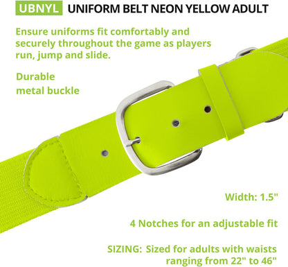 Champion Sports Baseball/Softball Uniform Belt, Comfort Stretch Fit Durable Syntex Tab - Youth &