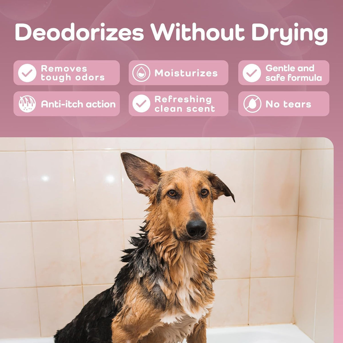 Deshedding Active Clean Dog Shampoo - Deodorizing Dogs Shampoo with Aloe, Argan Oil, Chamomile