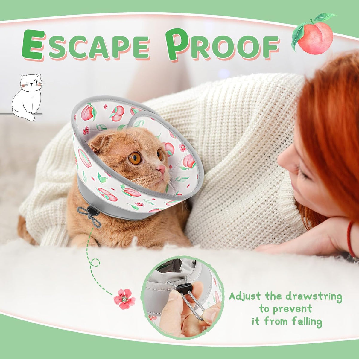 Cat Cone Collar Soft to Stop Licking, Adjustable, Foldable Lightweight Kitten Cones After Surgery