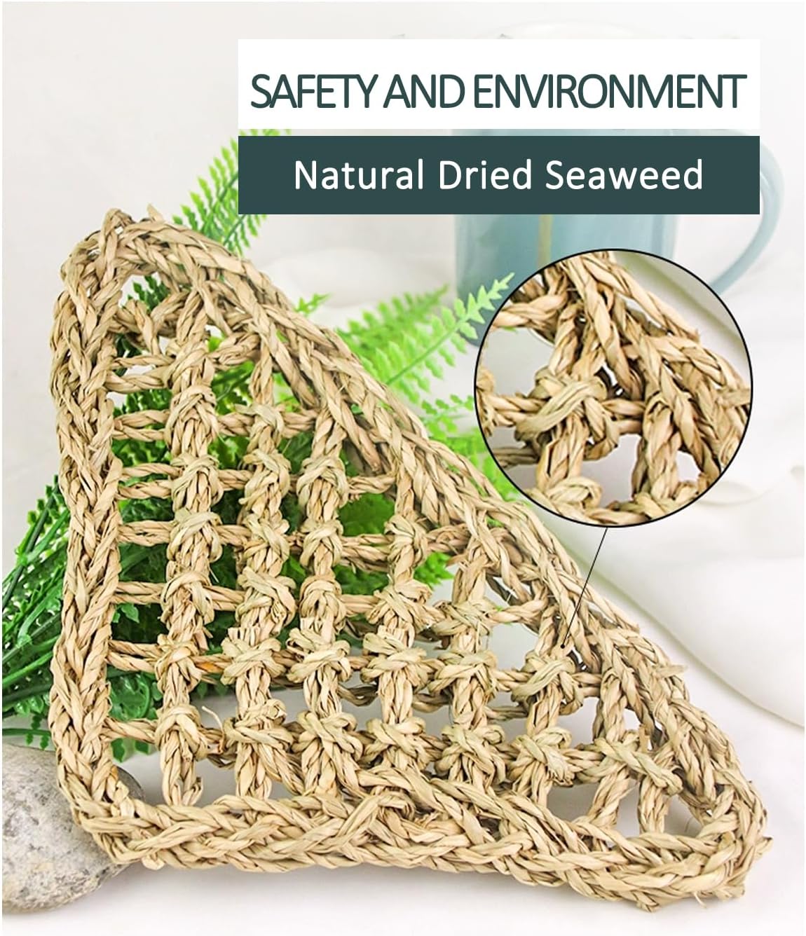 BNOSDM Bird Seagrass Mat, 3 PCS 7.1 x 7.1 Inches Parrot Natural Seagrass Woven Bird Net Hammock
