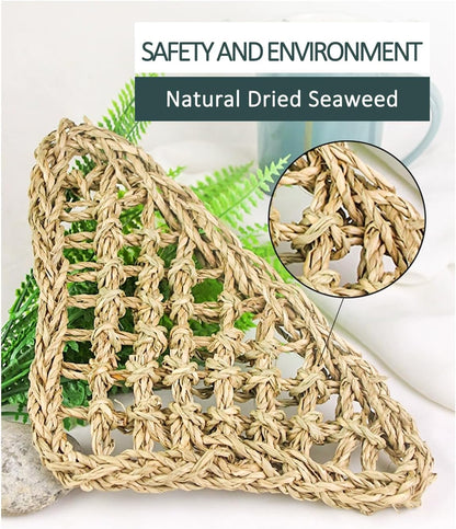 BNOSDM Bird Seagrass Mat, 3 PCS 7.1 x 7.1 Inches Parrot Natural Seagrass Woven Bird Net Hammock