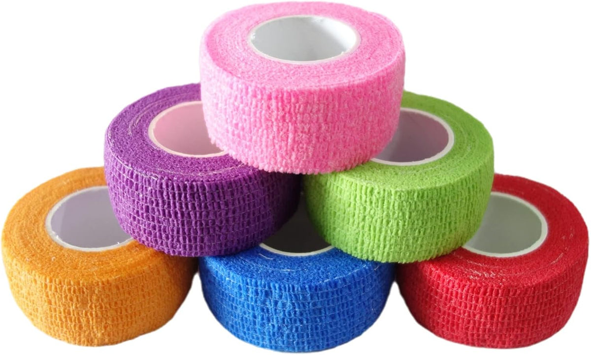 6 Pack 1" x 5 Yards Self Adhesive Bandage Wrap Breathable Cohesive Vet Wrap for Pets, Elastic