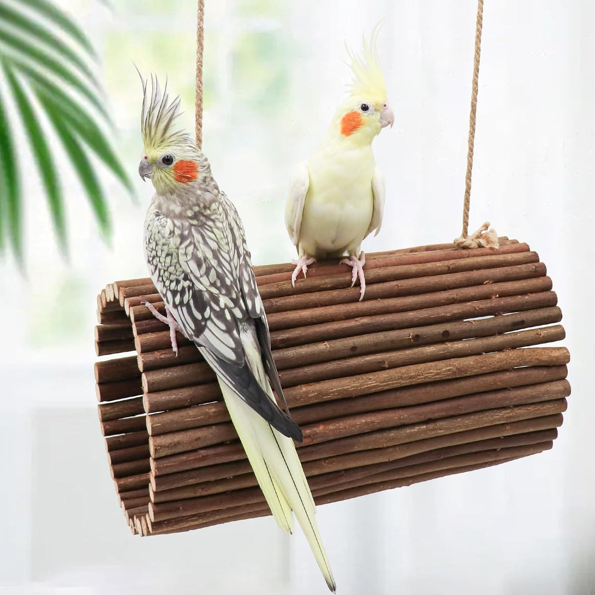 Bird Parrot Swing Toys, Hanging Bird Perch Stand, Natural Willow Wood Parrot Hammock, Bird Cage