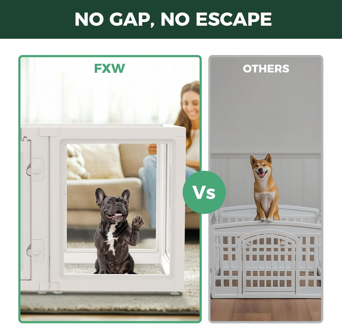 FXW AuraSpace Acrylic Indoor Unleashed Dog Playpen for Small and Medium Dogs, 30 Inch, 16 Panels