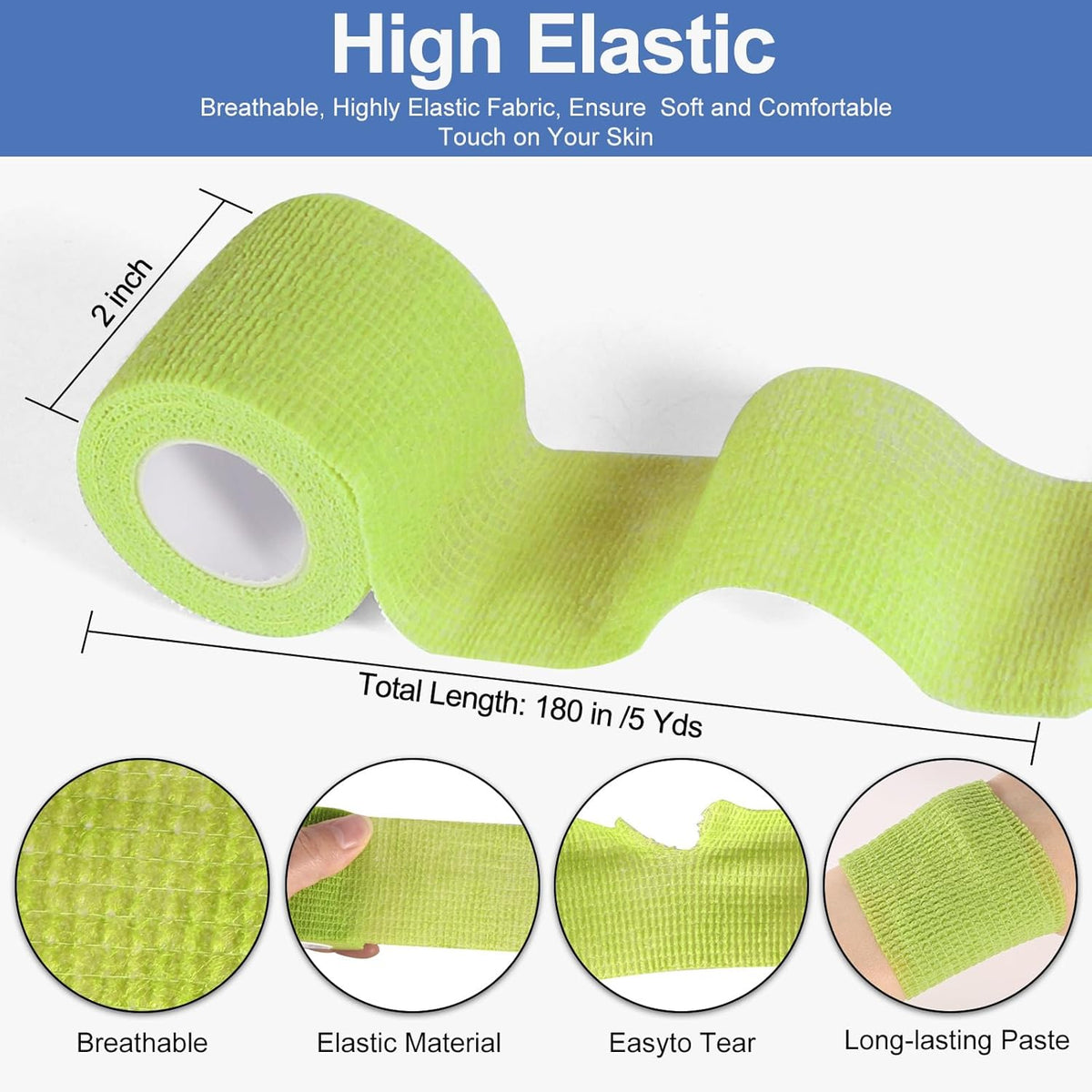 LDIWEE 24 Pack Self Adhesive Bandage Wrap 2 Inch, Vet Wrap for Dogs & Horses, Elastic Cohesive Tape