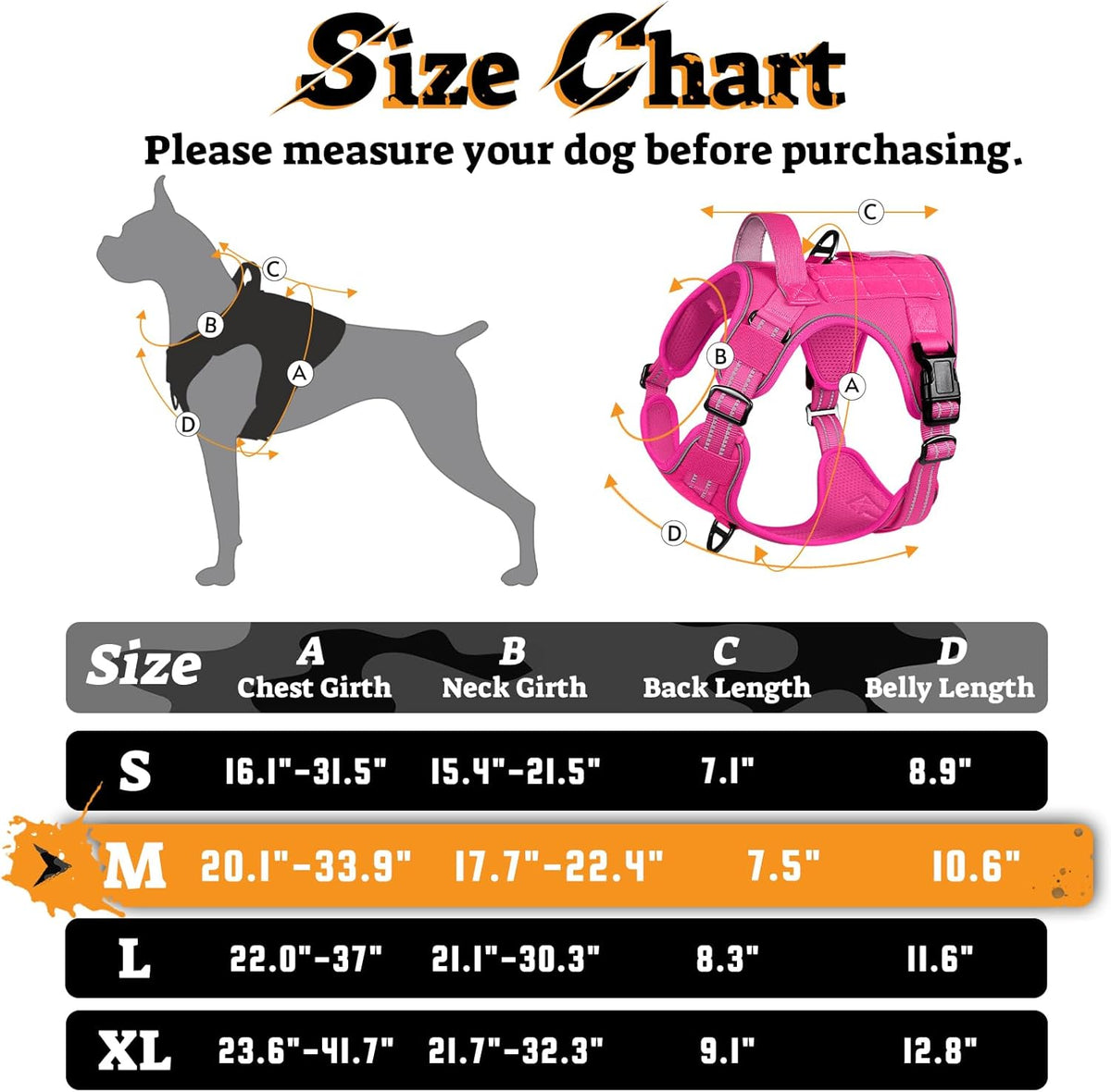 rabbitgoo Dog Harness Medium Sized No Pull, Tactical Service Pet Vest with Molle and Control