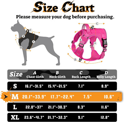 rabbitgoo Dog Harness Medium Sized No Pull, Tactical Service Pet Vest with Molle and Control
