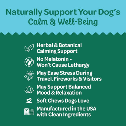 Wholesome Pride Calming Supplement for Dogs - 90 Soft Chews - Natural Anxiety Relief, Separation &