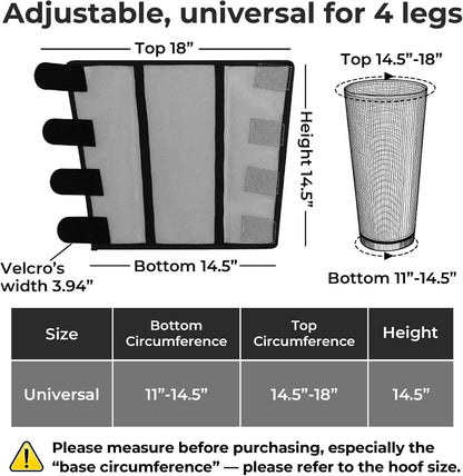 Mesh Horse Fly Boots Set of 4，Adjustable and Universal Loose Fitting & Non-Slip Horse Fly Leggings