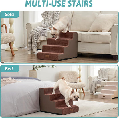 Dog Stairs for Small Dogs, 4 Tier Wider Pet Stairs for Couch and Beds, 17.7" H Non-Slip Dog Steps