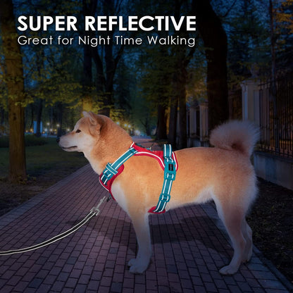 PHOEPET No Pull Dog Harness, Unique Colors Reflective Adjustable Dog Vest, with Soft Training