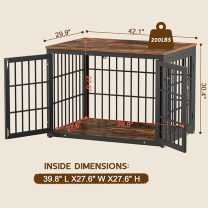 42 Inch Heavy Duty Dog Crate Furniture for Large and Medium Dogs, Decorative Pet House End Table