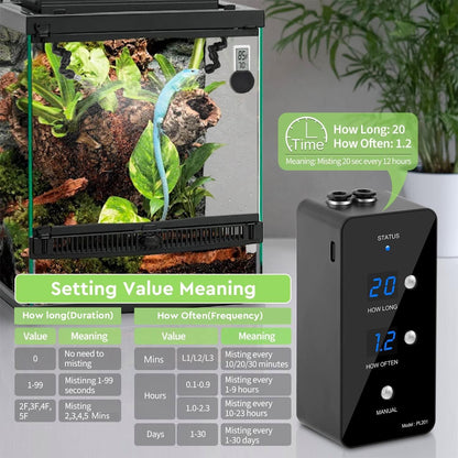 moistenland Reptile Humidifier, Misting System for Terrariums, Automatic with Adjustable Spray