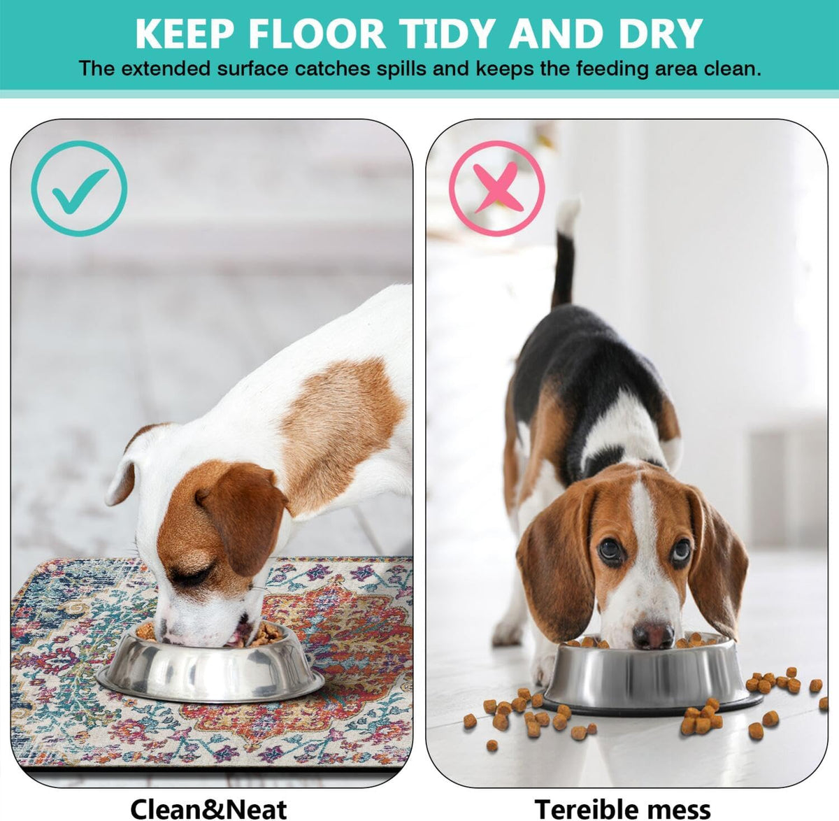 Pet Feeding Mat for Floors Waterproof Dog Mat for Food and Water Absorbent Quick Dry Non Slip mat