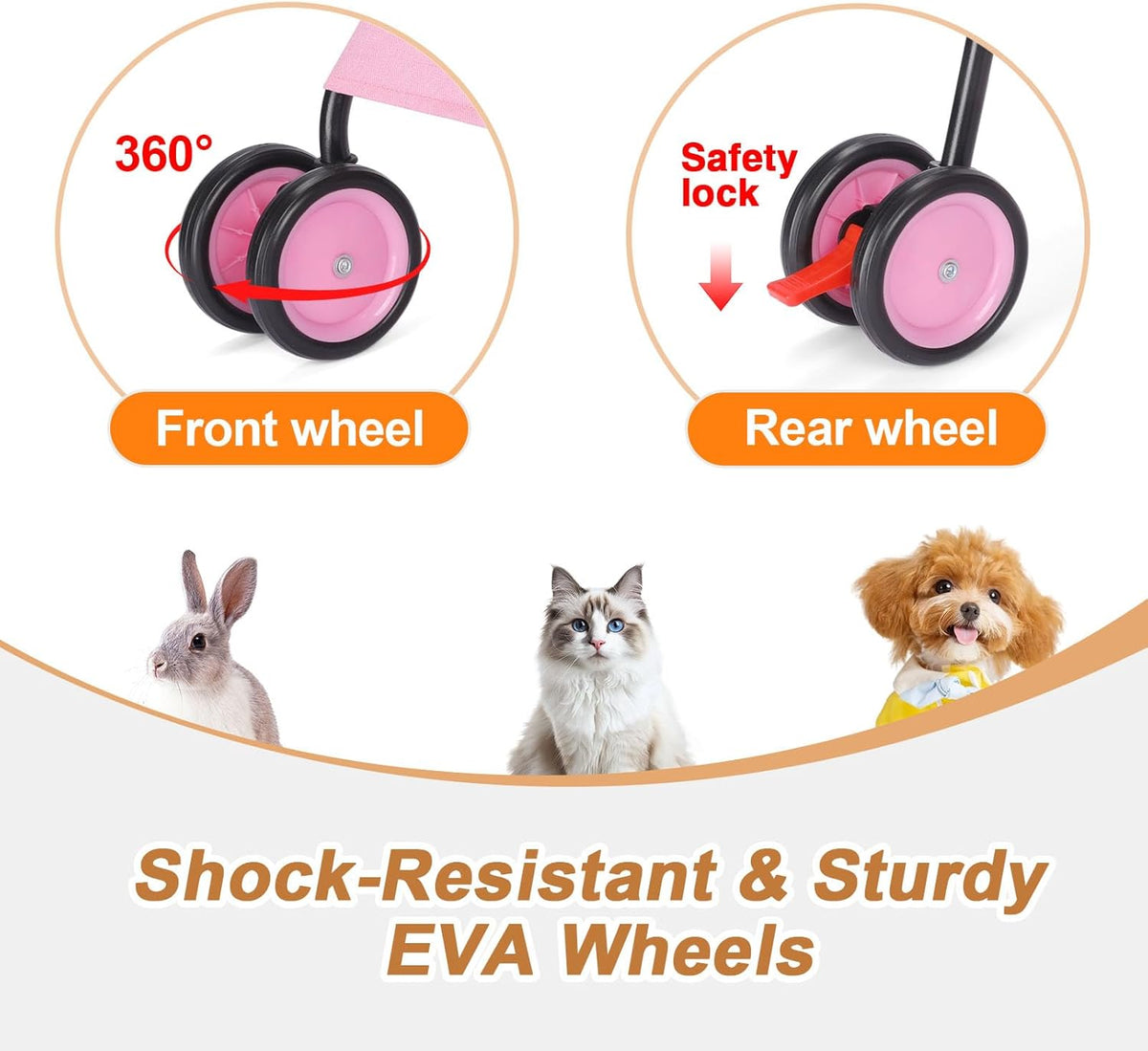 Umbrella Dog Stroller, 4 Wheels Pet Strolling, Foldable Carrier Pet Stroller for Small Dogs Cats