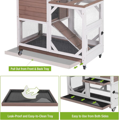 Gutinneen 2-Story Rabbit Hutch with Chew-Proof Ramp & Leak-Proof Trays - Indoor/Outdoor 39.3"