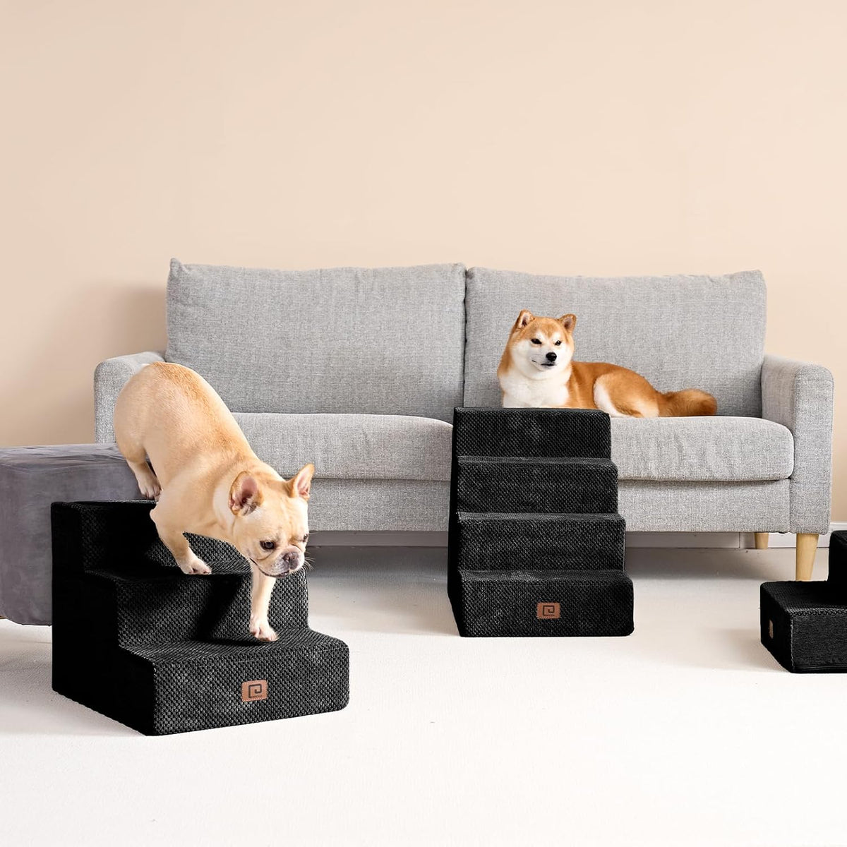 EHEYCIGA Dog Stairs for Small Dogs 13.5" H, 3-Step Dog Steps for Couch Sofa and Chair, Pet Steps