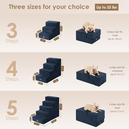 EHEYCIGA Dog Stairs for High Bed 22.5" H, 5-Step Dog Steps for Bed, Pet Steps for Small Dogs and