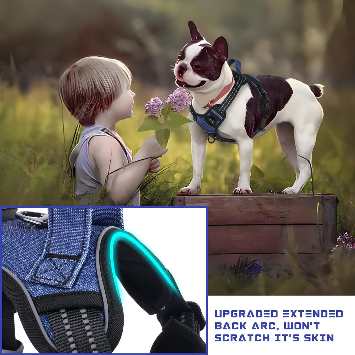 BUMBIN Dog Harness for Large Dogs, No Pull Adjustable No Choke Pet Vest with Dog Leash Fit Smart