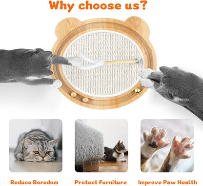 3-in-1 Cat Toys, Scratcher, Toys for Indoor Cats, Natural Sisal Scratching Board, Kitten