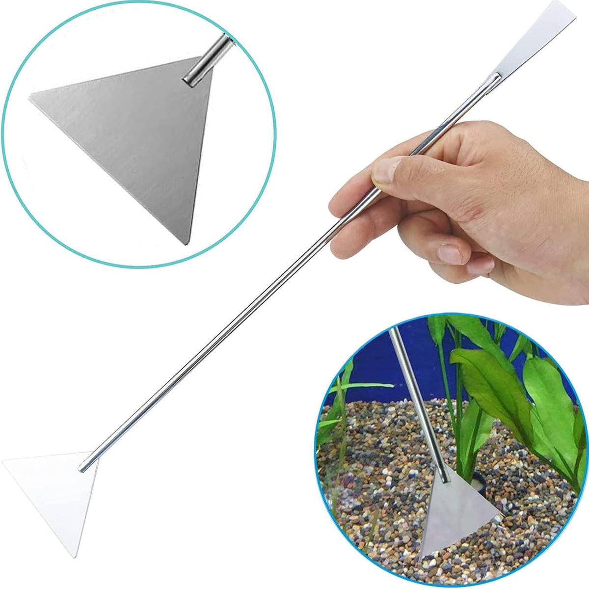15in Aquascaping Tools, 4 in 1 Long Aquarium Tweezers Scissors Spatula, Stainless Steel Aquatic