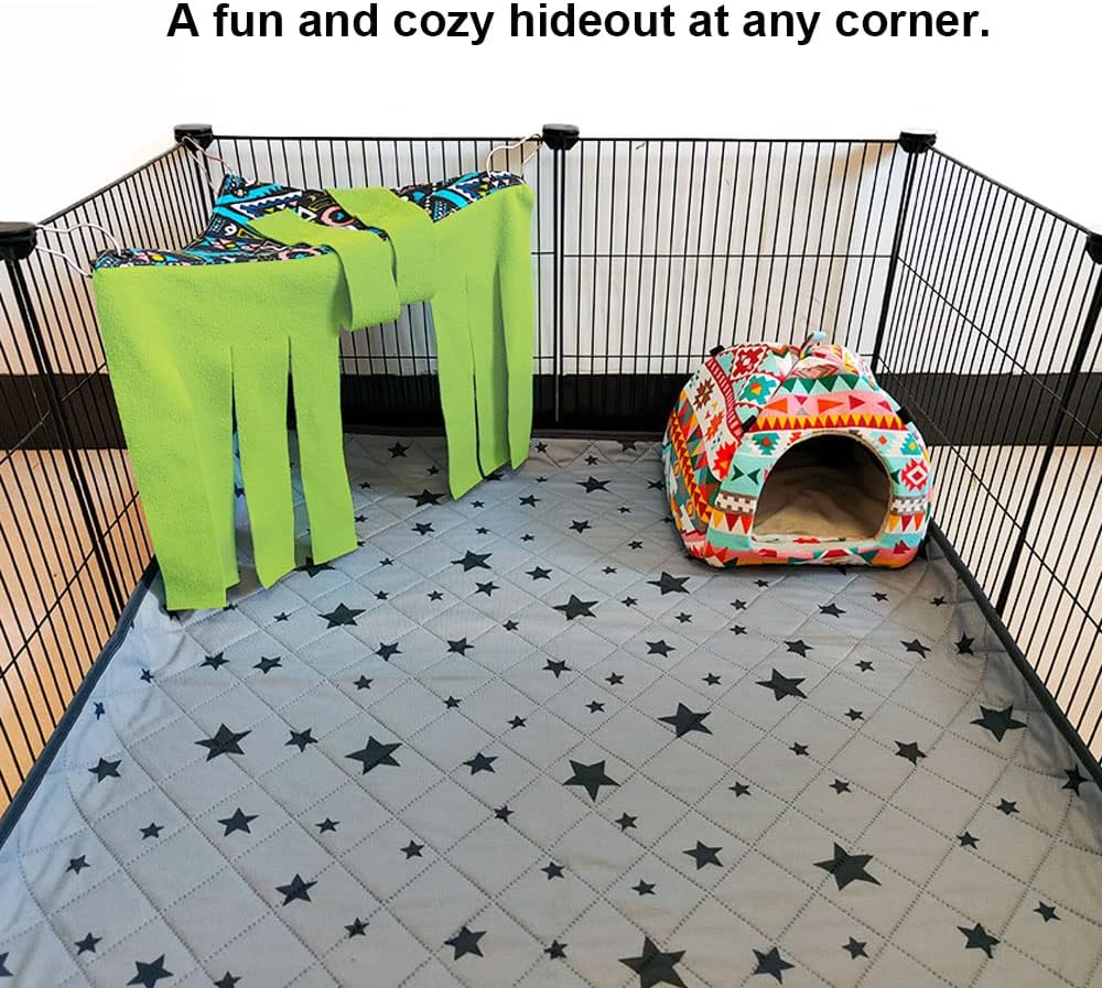 RIOUSSI Guinea Pig Hideout Hideaway Corner Fleece Toys Cage Accessories with Reversible Sides