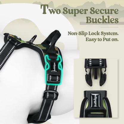 rabbitgoo Dog Harness No Pull with 2 Leash Clips, Adjustable Soft Padded, Reflective Oxford No