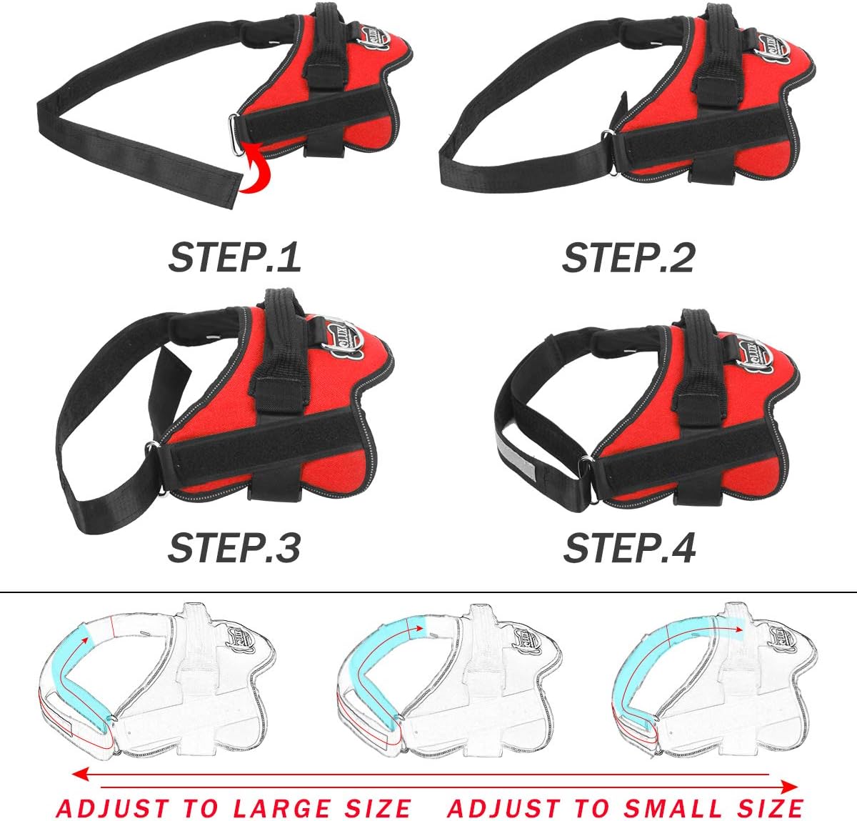 Bolux Dog Harness, No-Pull Reflective Dog Vest, Breathable Adjustable Pet Harness with Handle for