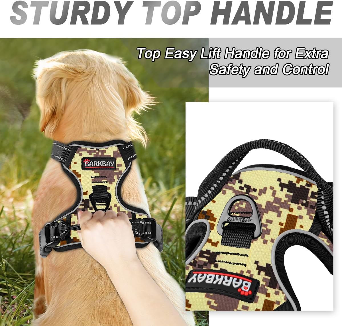 BARKBAY No Pull Dog Harness Front Clip Heavy Duty Reflective Easy Control Handle for Large Dog