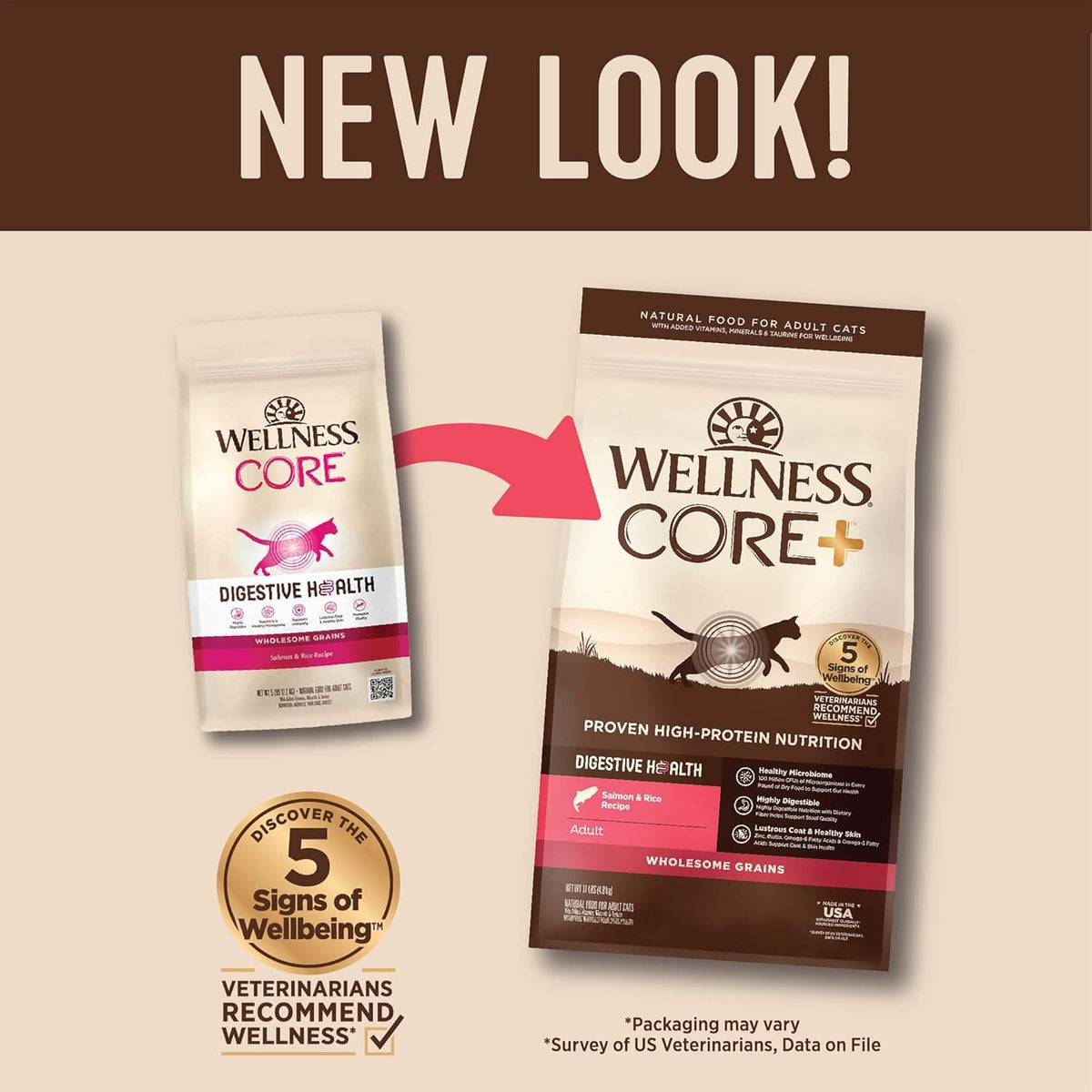 Wellness CORE+ Adult Dry Cat Food for Indoor and Outdoor Cats, Wholesome Grains, Natural, Digestive