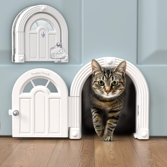 Meow Manor® Cat Door Interior Door - No-Flap, Interior Cat Door for Cats Up to 20 lbs, Easy DIY