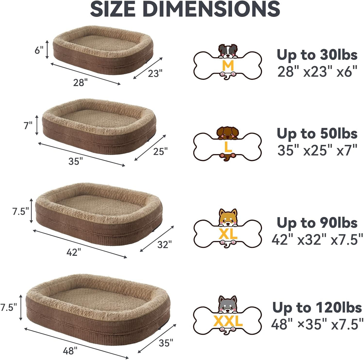 JOEJOY Orthopedic Dog Bed for Medium Dogs, Egg-Crate Memory Foam Pet Bed with Bolster Sides